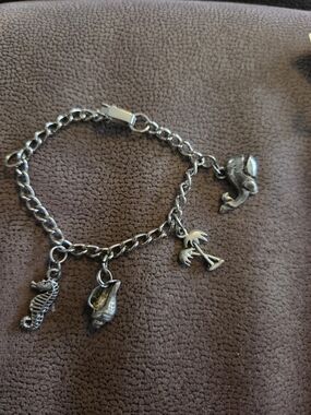 Silver Charm Bracelet Beach-themed Charms